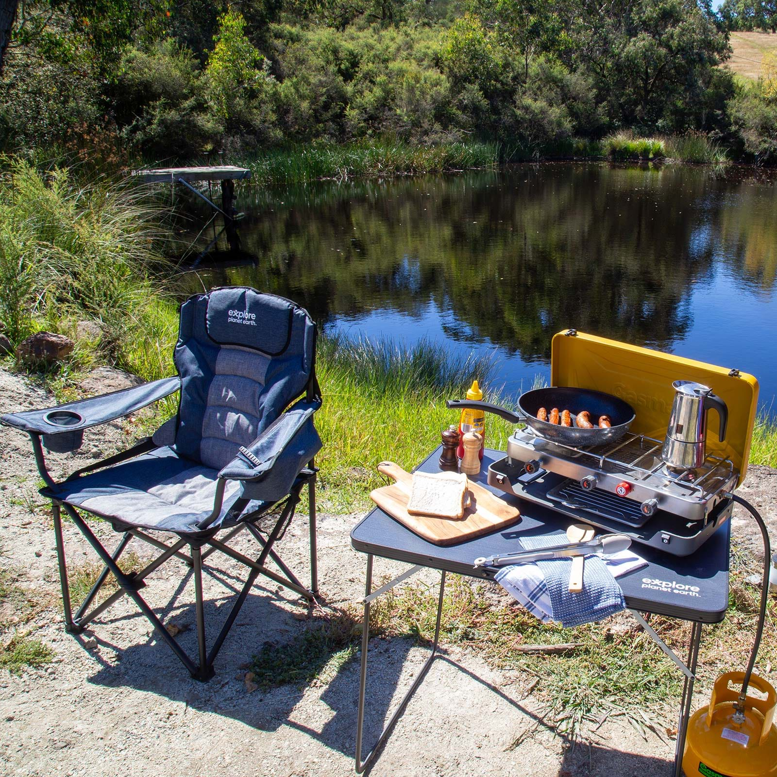 Camping stove and outlet grill